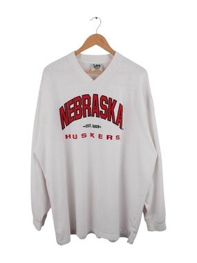 Nebraska Cornhuskers V Neck Sweatshirt Mens XXL Vintage 90s Embroidered USA